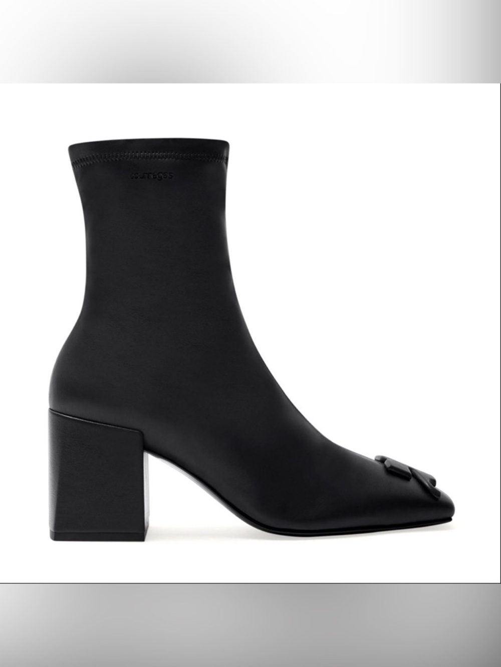 Courreges Squared Round Toe Logo Emblem Heeled Ankle Boots